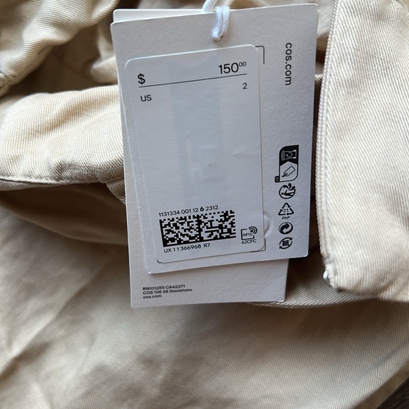 New COS linen blend oversized beige overalls jumpsuit - Picture 7 of 9